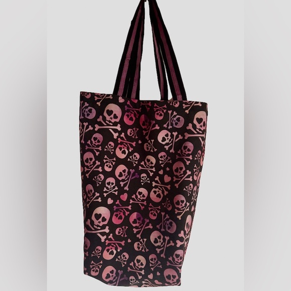 Pink Skull Canvas oversized Tote Bag - Picture 1 of 8